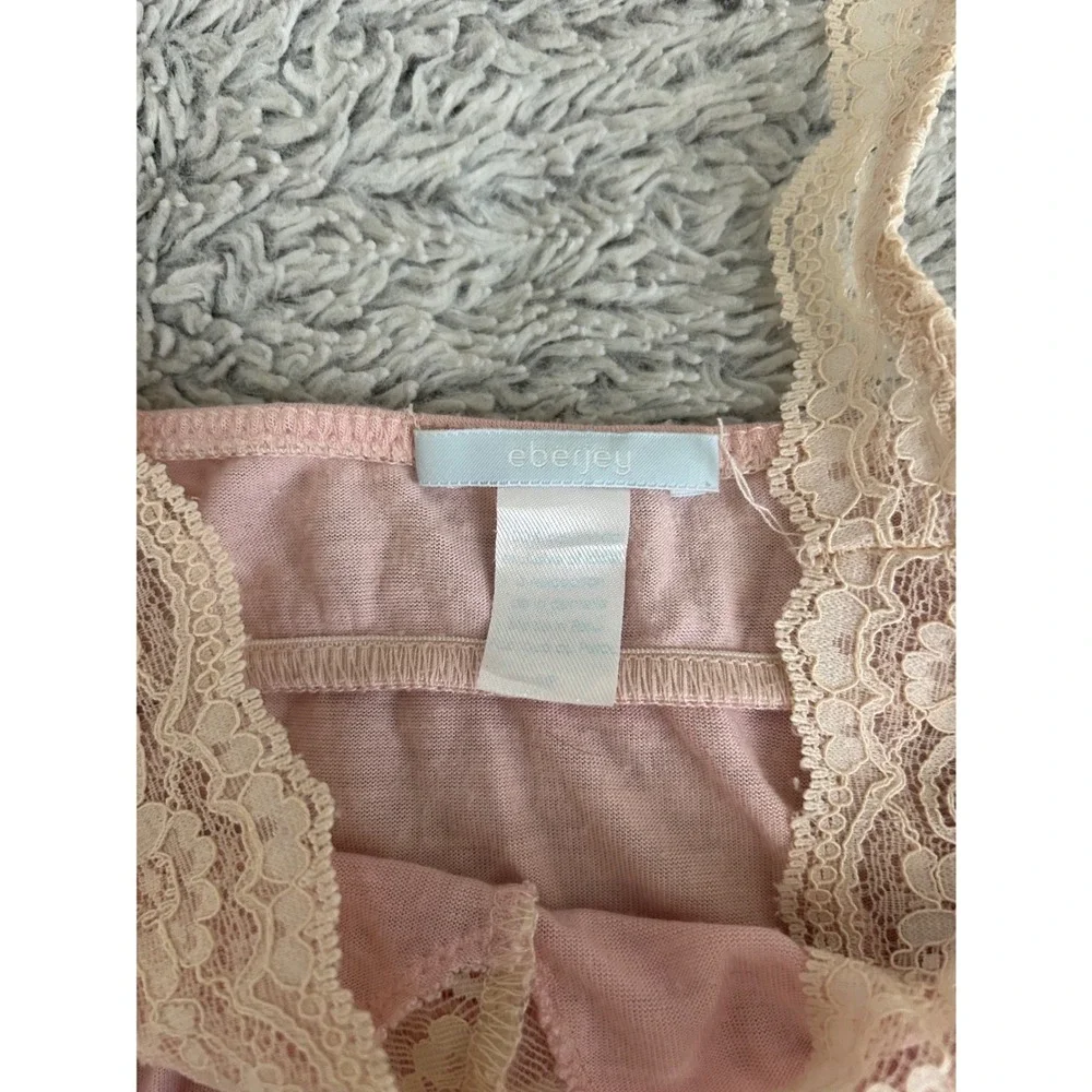 Eberjey Pink Lace Trim‎ Babydoll Camisole Top Empire Waist Layer Y2K Angelcore - Picture 4 of 8